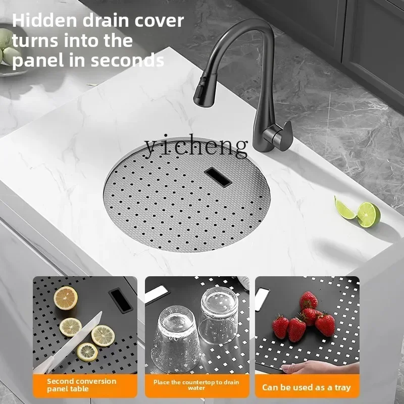

Y1 round groove mini small size household island integrated middle island countertop pool stainless steel sink