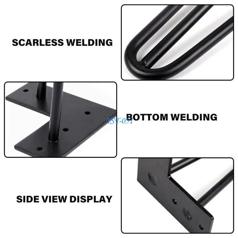 

E15A 4Pcs Heavy Duty Furniture Legs with Screws and Floor Protectors Feet Metal Hairpin Table Legs Furniture Hardware