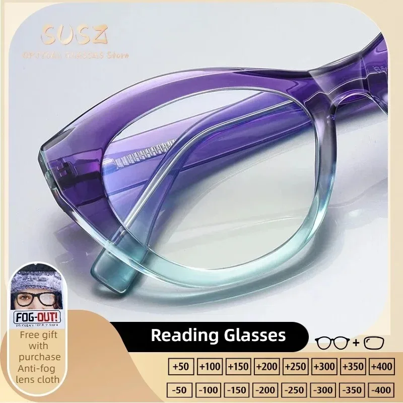 

SUSZ Women's Cat Eye Reading Glasses New Fashion Trendy Ultralight Lightweight Durable Versatile Anti Blue Light UV Protection