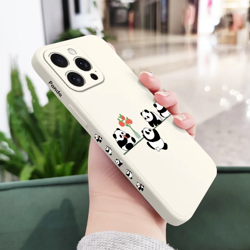 حافظة هاتف الباندا المفضلة لهاتف آيفون 17 16 16e 15 14 13 Plus Pro Max Mini غطاء سيليكون