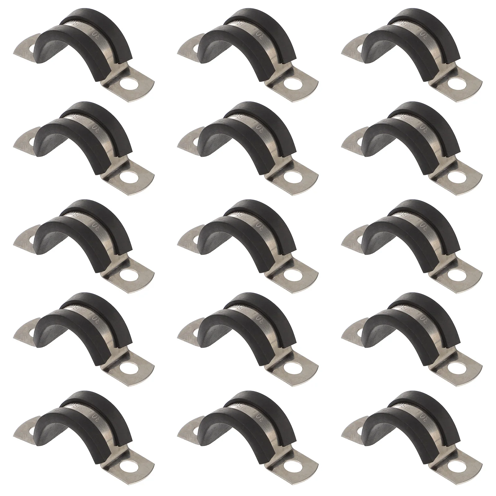 

15pcs Stainless Steel U-shaped Cable Clamps Wire Pipe Tubular Frames Cushioned Rubber 304 Salt Corrosion Resistant Flexible