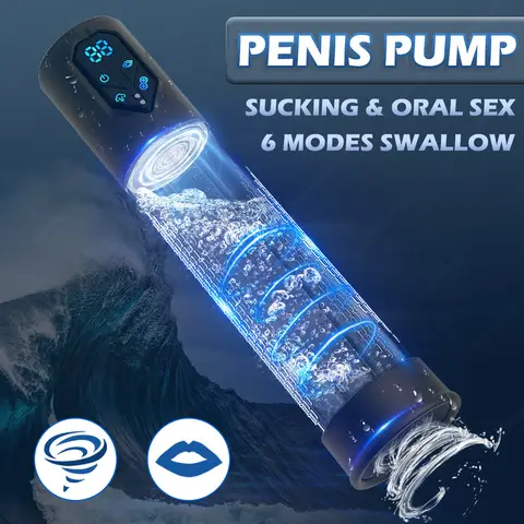 IPX7 Waterproof Electric Penis Pump for Enlargement Man Vacuum Pump Enlargement Extend Pump 4 Suction Levels 2 Silicone Sleeves