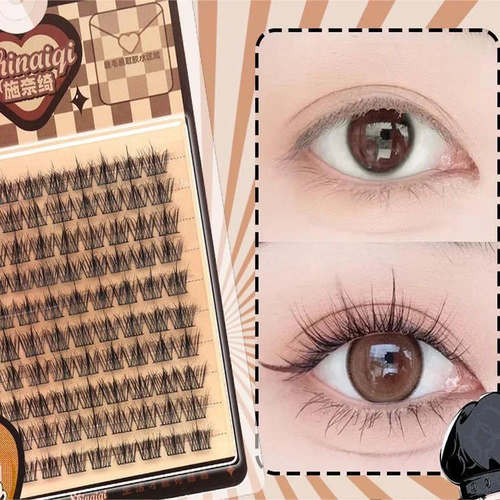 10rows Natural Eyelash Clusters DIY Manga Lashes Transparent Terrier Strands Eyelash Soft False Eyelashes Eyelashes Daily Makeup