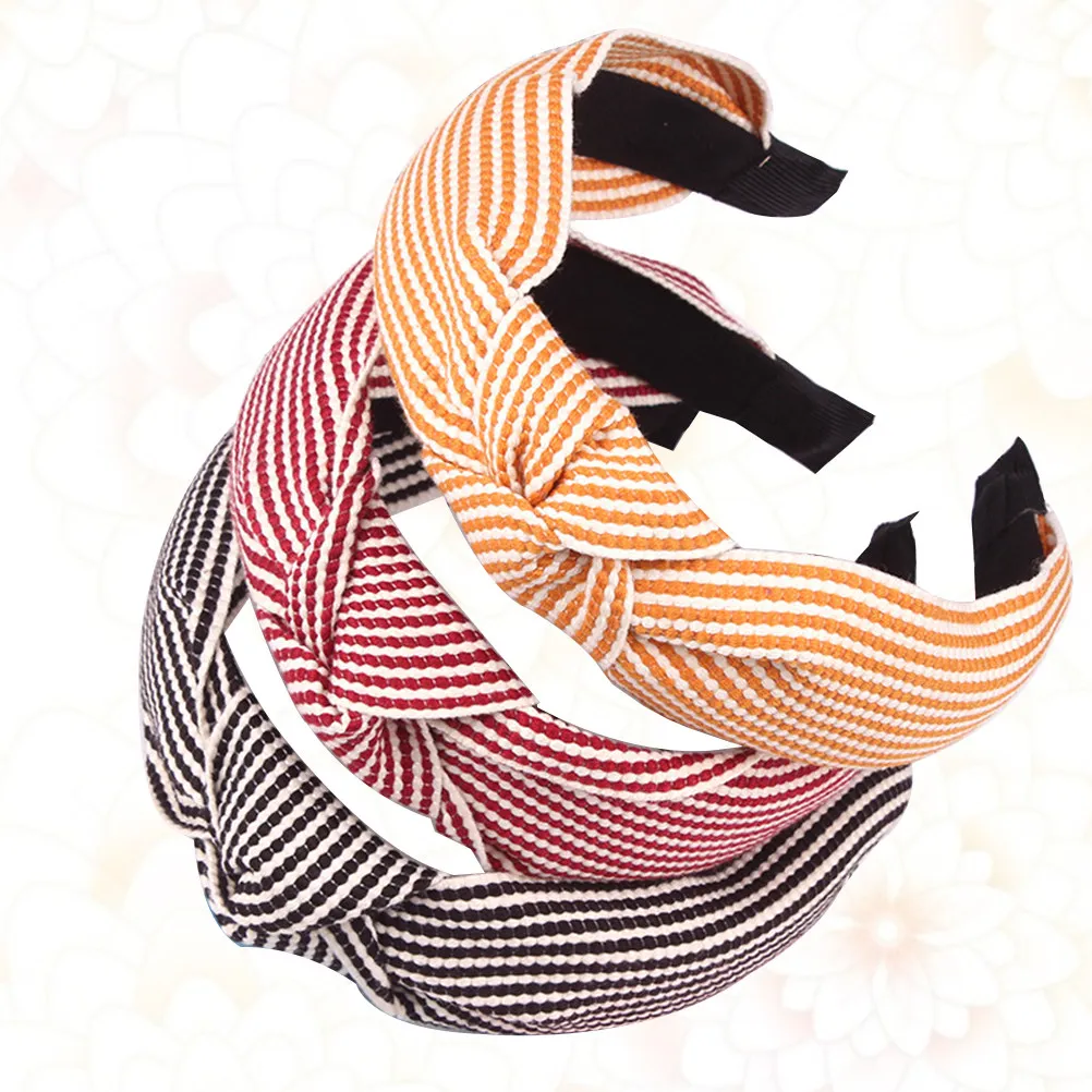 

Набор из 3 тканевых вязаных ободков для волос с узлами для женщин, элегантные повязки для волос для вечеринок и повседневного использования, женские аксессуары для волос, черный, красный