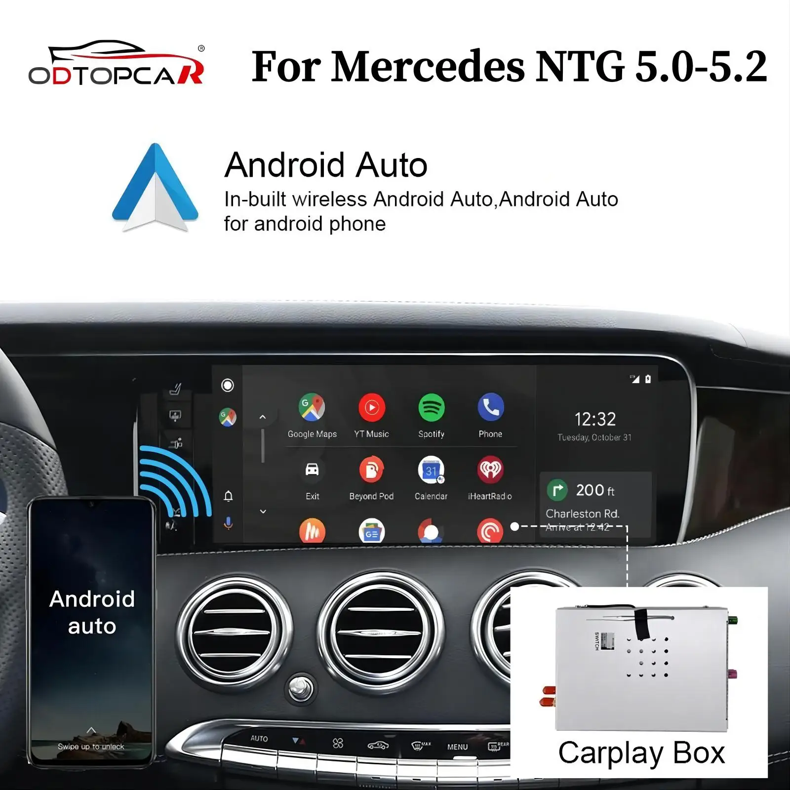 Wireless Car Play Adapter for  Mercedes S-Class A217/X222/C217/V222/W222 NTG5.0/5.1/5.2 Upgrade Android 13 System Ai Box CarPlay