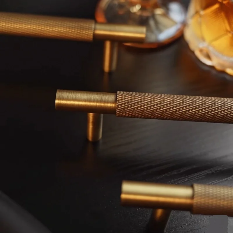 Knurled Kitchen Cabinet Pull Handle Solid Brass Wardrobe Sideboard Door Handle Vintage Furniture Handle Single-Hole Drawer Knob