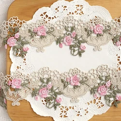 1Yard fiore rosa pizzo Trim accessori in tessuto per cucire casa forniture artigianali fai da te arredamento casa fatto a mano 6CM di larghezza