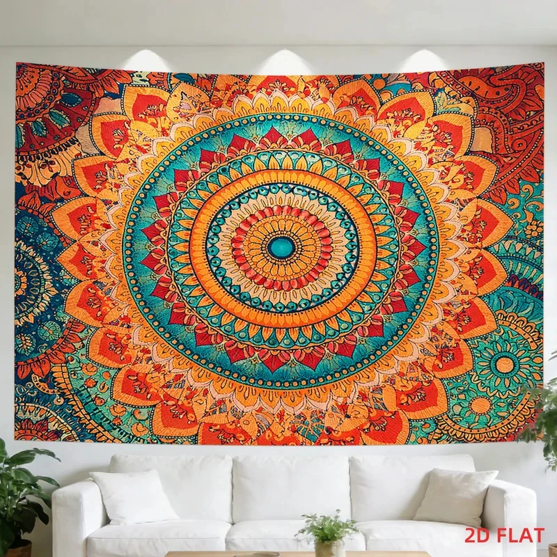 VIKAMA Colorful Mandala Tapestry, Bohemian Sunburst Print Wall Hanging for Bedroom, Living Room, Dorm & Hippie Home Decor