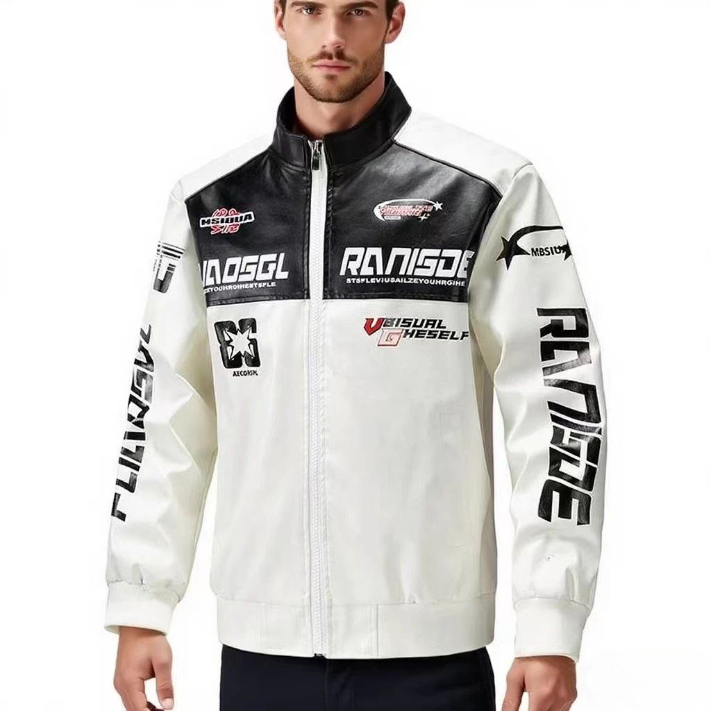 

2025 High Street Racing Motorcoss Jacket Men Motorbike Clothing Waterproof PU Leather Jacket Fashion Jackets Men Motorcycle Wear
