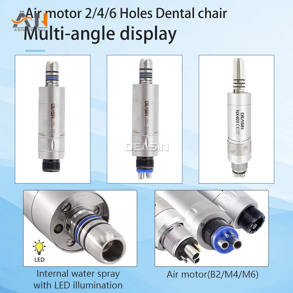 

Dental Low Speed LED Air Motor With Micro Power Generator E-type 2/4/6 Hole Handpiec for Straight Contra Angle