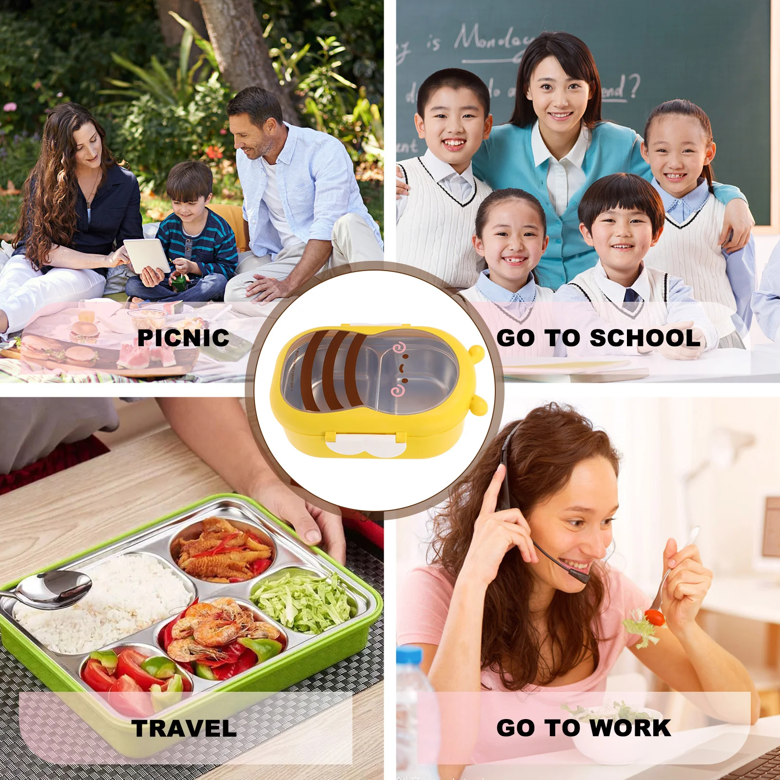 

Stainless Shaped Insulated Leakproof Compact Lunch Box Multi-Compartment Portable Food Container Lunch Box Container