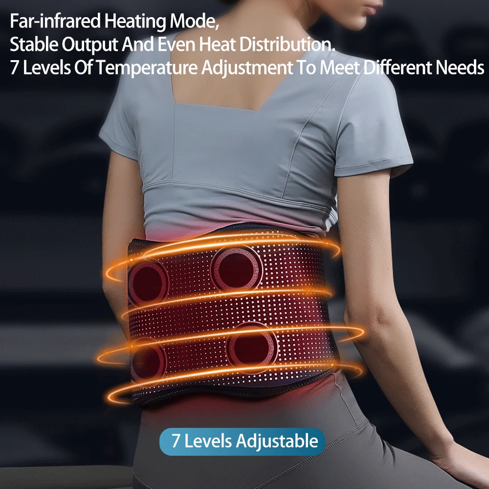 Electric Waist Massager Belt Vibration Hot Compress Back Massage Heating Back Support Waist Lumbar Back Pain Relief Relaxation