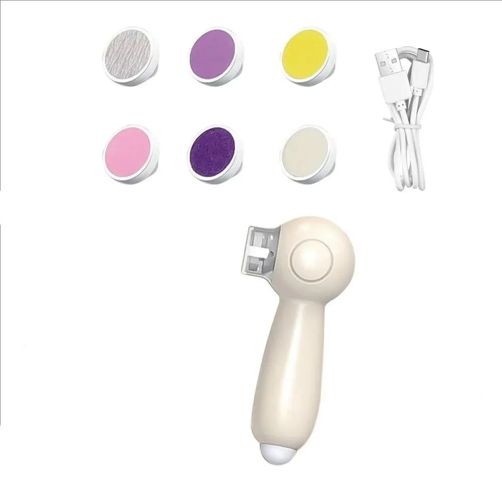 Plastic Electric Baby Nail Trimmers 6 in 1 Rechargeable Baby Nail Polisher Low Noise Anti-clamping Baby Nail File Clipper