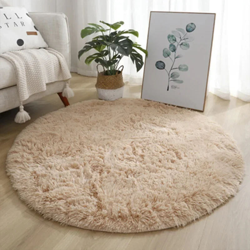 Plush Round Rug Mat Fluffy White Carpets for Living Room Soft Home Decor Bedroom Kid Room Decoration Salon Thick Pile 23054652