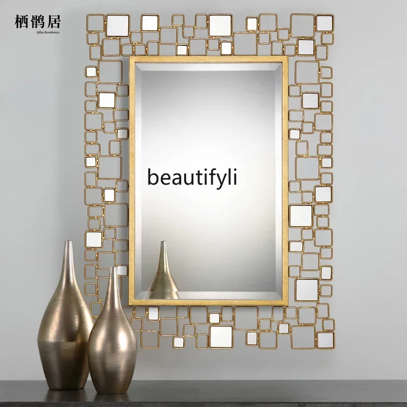

AY7Full-body mirror real non-deforming winter wood vanity mirror mirror wall hanging special-shaped wind