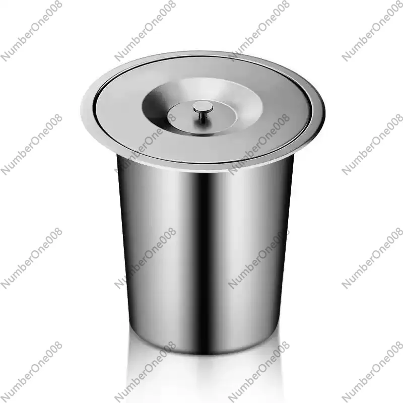 8L Kitchen Countertop Built-in Stainless Steel Trash Can Embedded Trash Can Environmental Protection Hidden Embedded Trash Can