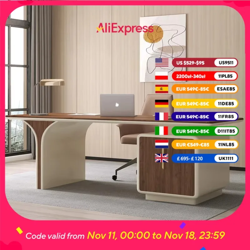 

Designer Luxury Manager Office Desks Wood Storage Drawers Executive Standing Computer Desks Study Laptop Scrivania Furniture