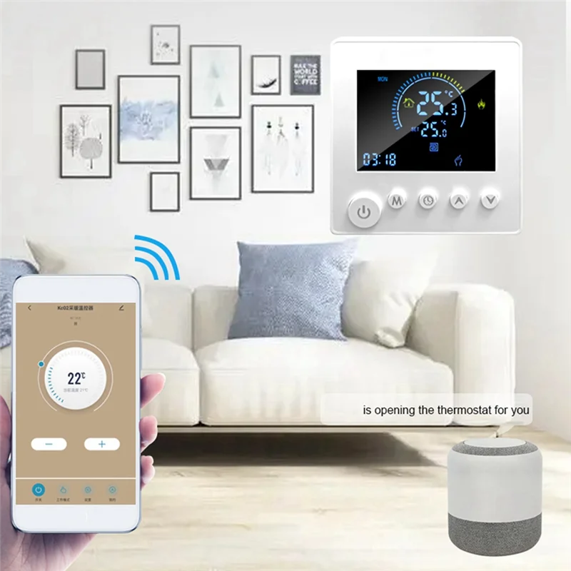 TUYA Wifi Thermostat Temperature Controller Water Electric Floor Heating TRV 16A Digital LCD Display Wall Mounted Easy Install