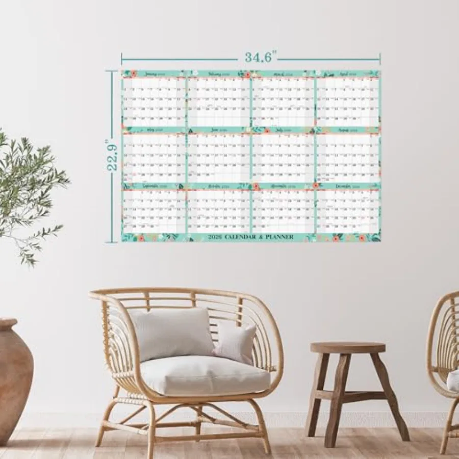 2026 Yearly Wall Calendar Dry Erase Calendar Erasable Wall Calendar 2026 JAN 2026 DEC 2026 12 Months Yearly Calendar 34.8'' × 2