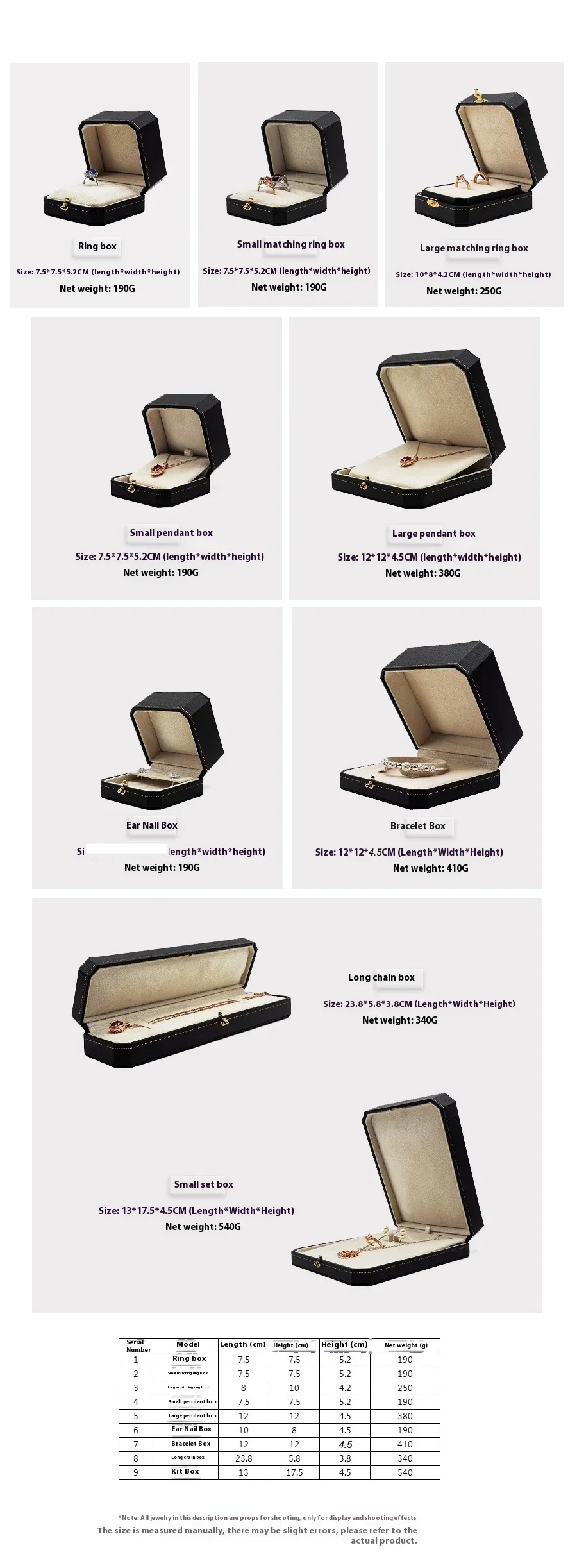 Customizable LOGO Vintage Octagonal Gold Text Storage Box Ring Earnail Bracelet Jewelry Packaging Case Collection Storage Box