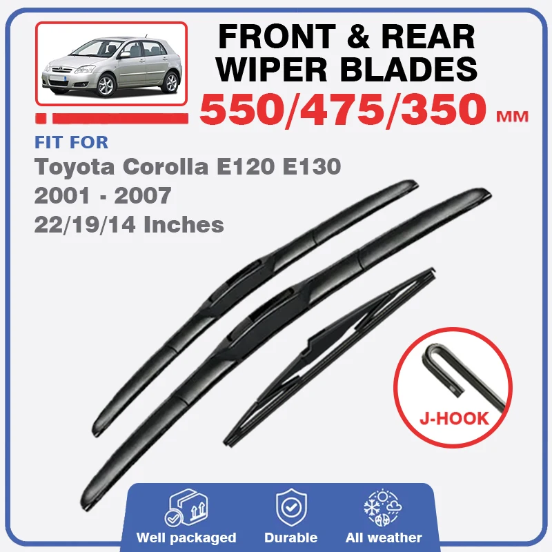 For Toyota Corolla Allex E120 E130 2001 - 2007 Front Rear Windscreen Windshield Window Wiper Blades Hatchback Wagon Accessories