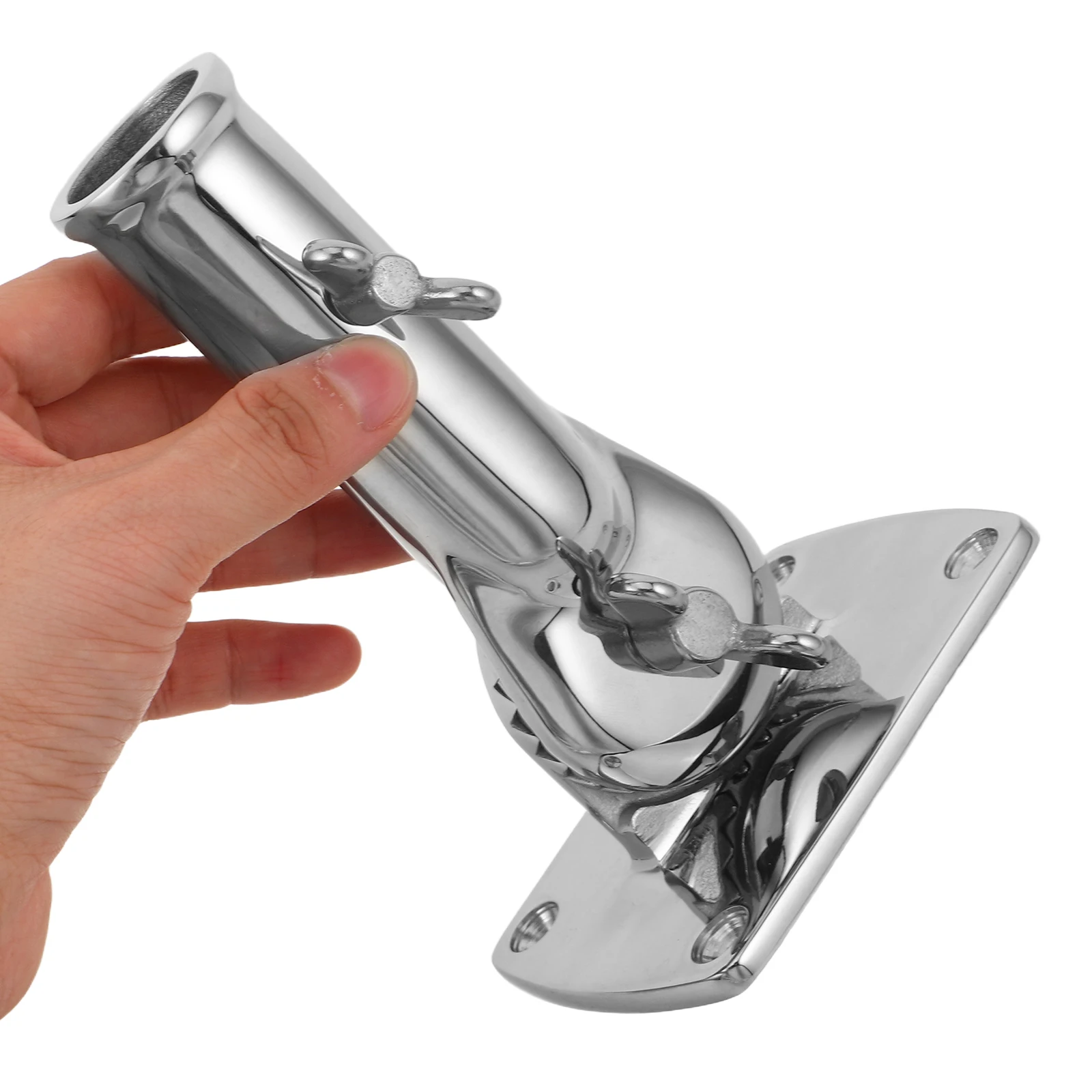 

Heavy Duty Flag Pole Base Stainless Steel Adjustable Flagpole Bracket 1" Inner Diameter For Outside Deck Mount Residential