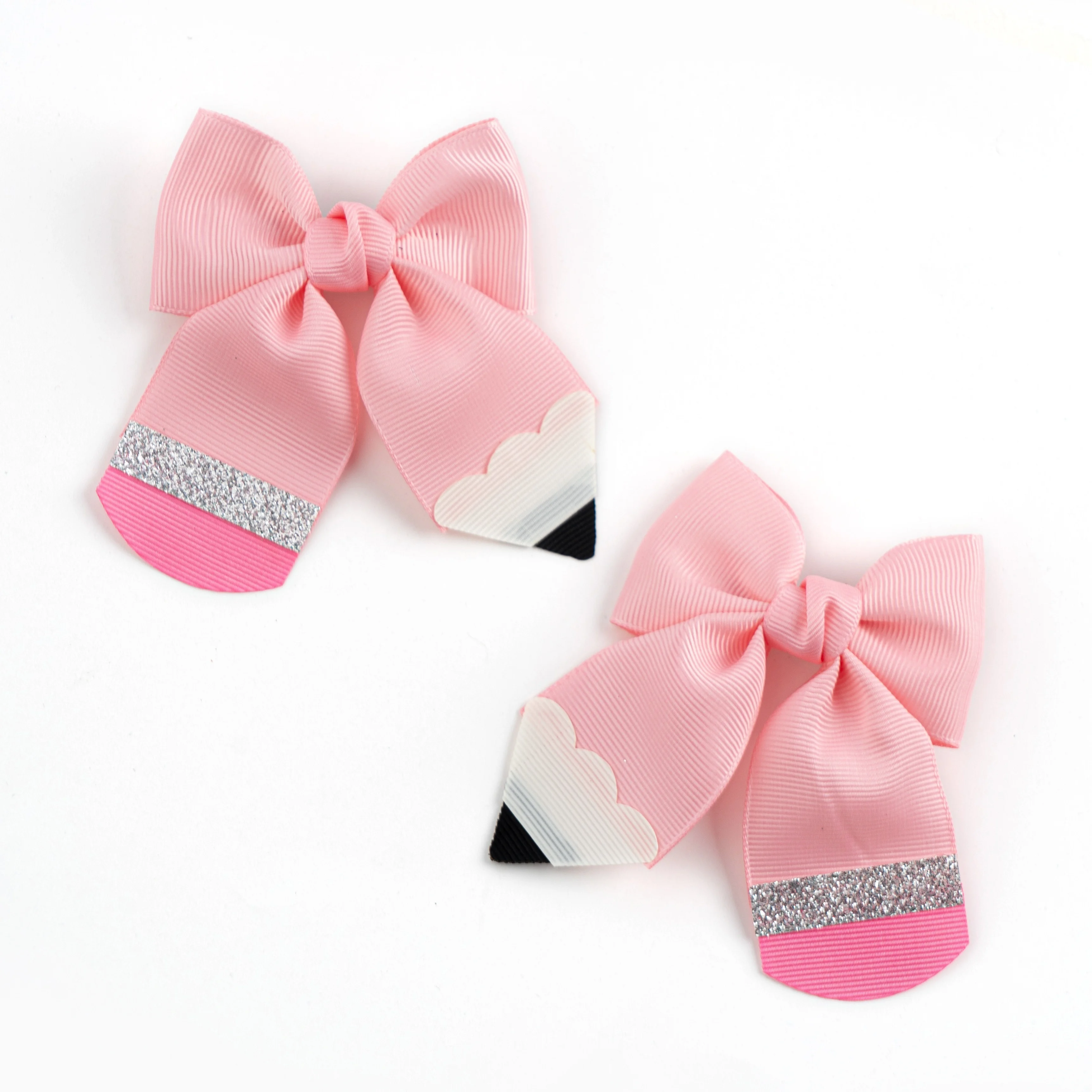 2-teiliges Set, Bleistiftform, Schleife im Campus-Stil, Haarspange mit marineblauer Farbe, Pailletten-Haar-Accessoire, seitlicher Clip für Mädchen, Stirnband-Haarspange – Detail 3