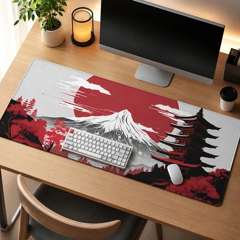 Mouse Pad Mount Fuji Pagoda Red Sun Gaming XL Large HD Mousepad XXL Desk Mats Non-Slip Carpet Office Computer Mice Pad Table Mat
