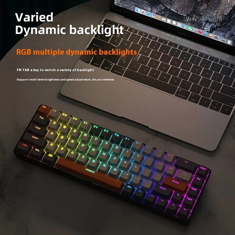 Teclado mecánico AULA T8RGB, 68 teclas, teclado mecánico personalizado con cable tipo c, teclado para juegos de portátil de escritorio, Halloween