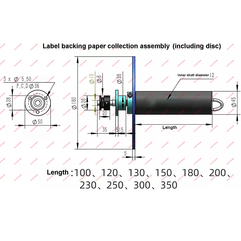 Label Backing Paper Collection Roller Assembly For Labeling Machine