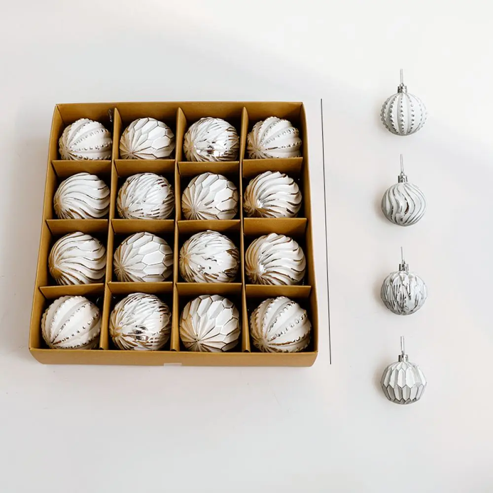 Vintage Gold Silver Xmas Decorative Balls Plastic Hanging Ornaments For Tree Party Home Festive Event Decor