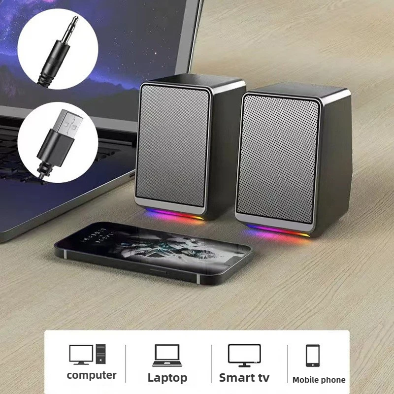 TS38 Mini-Multimedia-Computer, Bluetooth-Lautsprecher, kabelgebundener Gaming-Lautsprecher mit Subwoofer für Desktop-Notebook-TV, universell kompatibel