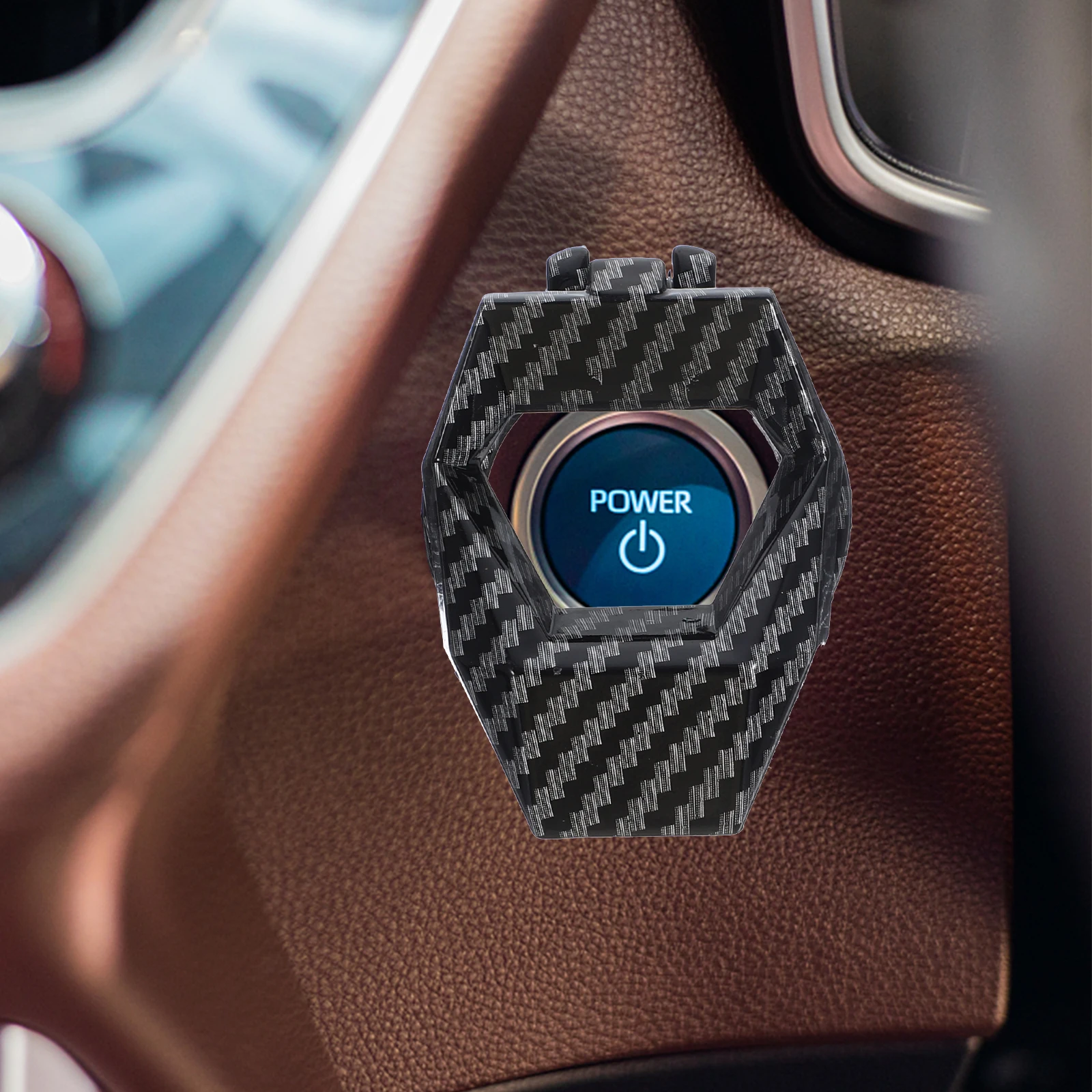 

Universal Engine Start Button Cover Black Zinc Alloy Durable Car Interior Push Protection Switch Decor Cap Easy Install