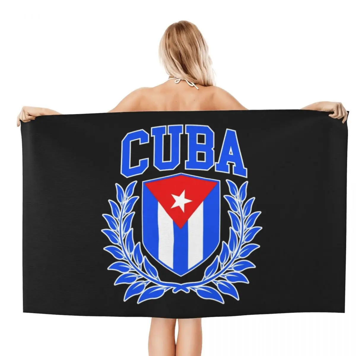 Customized Cuban Coat Of Arms Beach Bath Towel Microfiber Cuba Flag Travelling Swimming Camping Towels