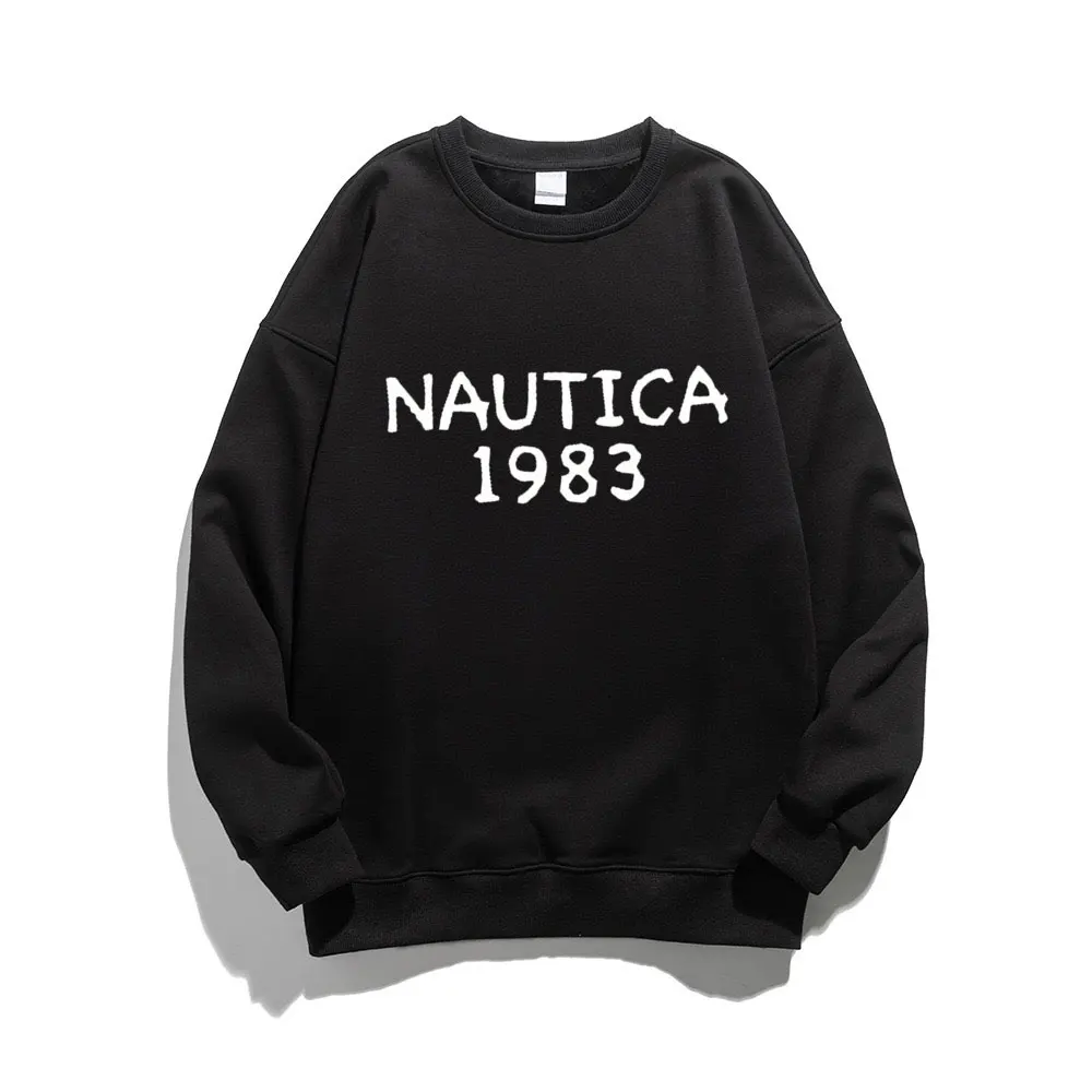 Nautica 1983 brand hot selling spring and autumn printed loose fit hoodie, men's new style foreign trade trend sweater pullover