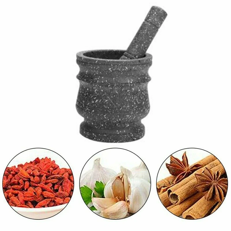 Granite Pattern Pestle Set Stone Herb Spice Grinder Solid Grinder Cooking Set