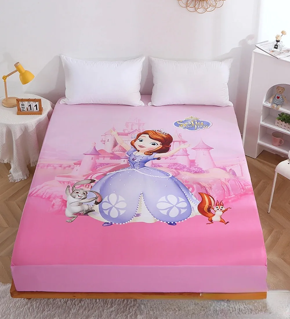 Disney Sofia Fitted Sheet,Anime Printed Bed Sheet,Cute Princess Cartoon Sheets,Bedding Girls Adult Gifts