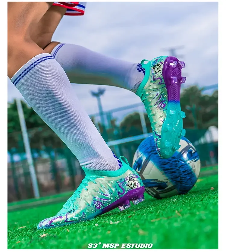

Youth Streamlined Lightweight Football Sneakers Elastic Fit Non Slip Flexible Sole Breathable Artificial Grass Daily Training