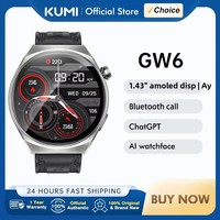 KUMI GW6 Smart Watch with ChatGPT AI Assistant, 1.43\