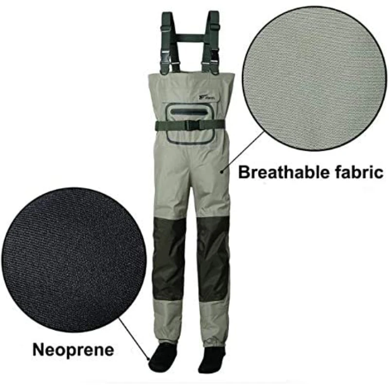 8 Fans Men’s Fishing Chest Waders 3-PlyDurable Breathableand Waterproof with Neoprene StockingFoot Insulated Fishing Chest Wader