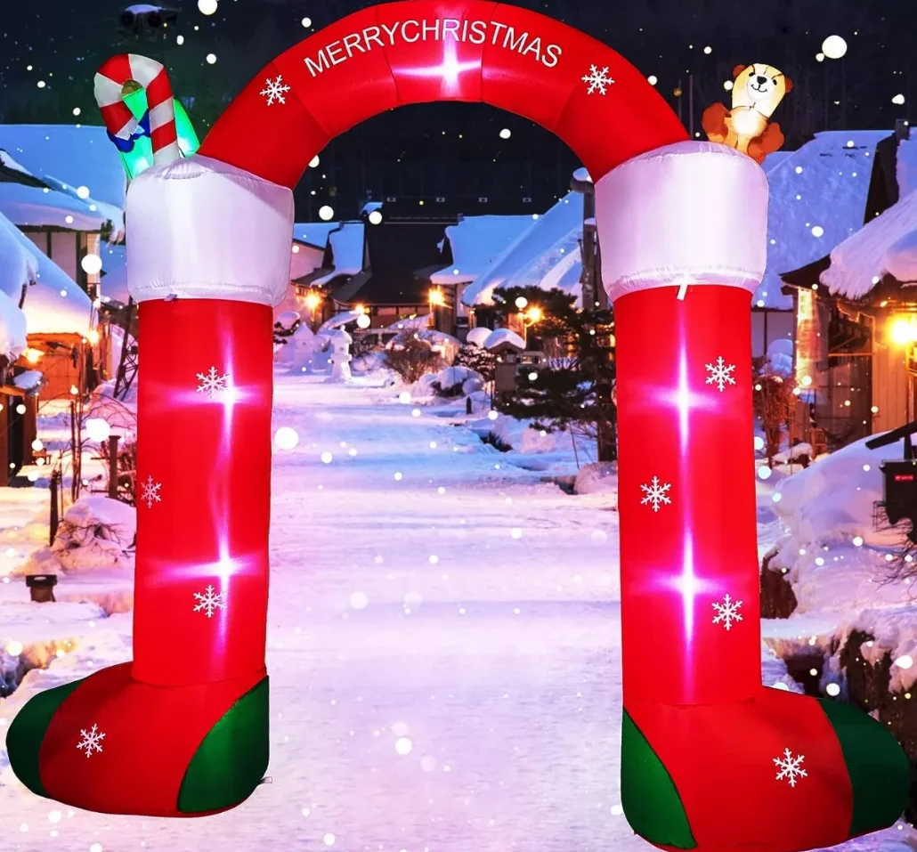 Huge 10FT Christmas Inflatables Archway Outdoor Decorations Inflatable Christmas Bear Archway with Build in LED Outdoor Toys