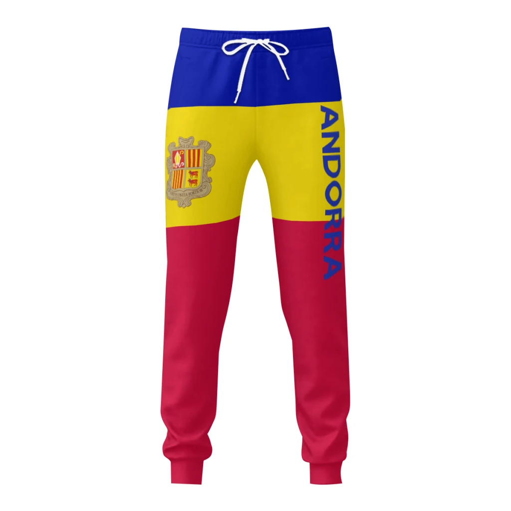 Mens Sweatpants Andorra  Flag Pants with Pockets Joggers Soccer Football Multifunction Sports Sweat With Drawstring