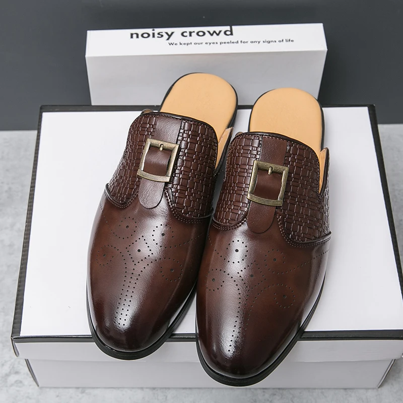 

Trending Leather Mules for Men Breathable Slip-On Anti-Slip Casual Slippers for Home & Outdoor Comfy Summer Wear Lightweight
