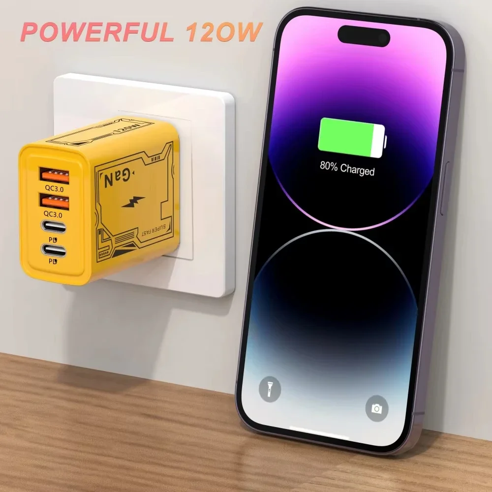 Xiaomi 120W شاحن الترا شحن سريع GaN Type-C شاحن الهاتف USB-C QC 3.0 الهاتف مهايئ شاحن آيفون سامسونج Xiaomi