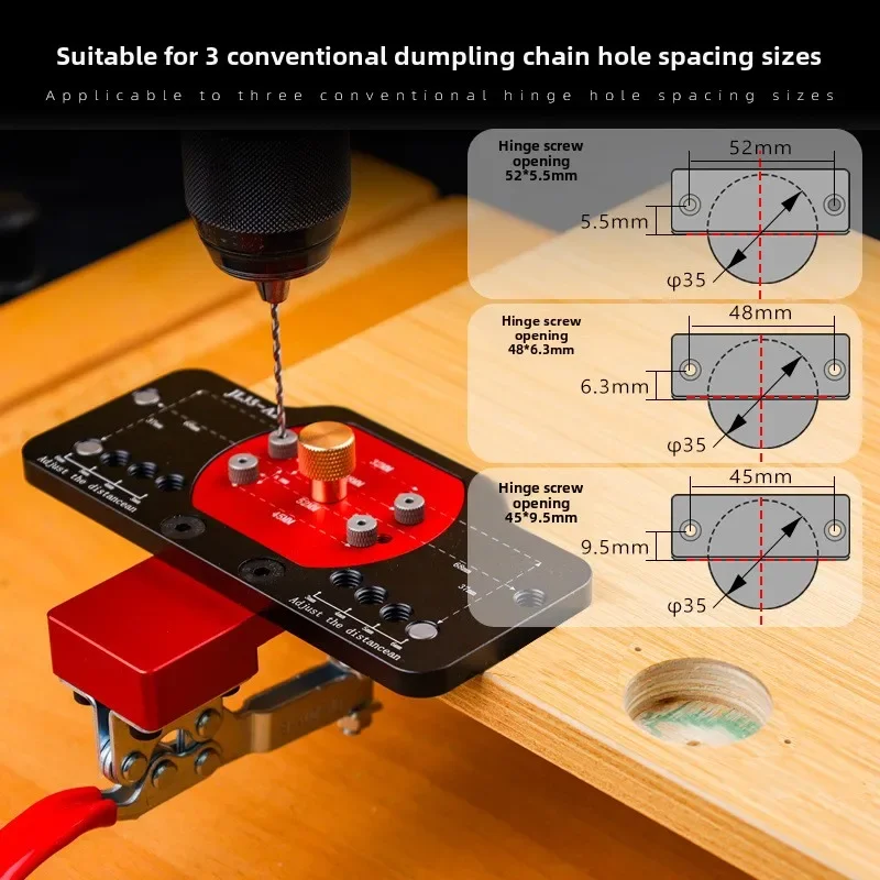 Hinge Jig Drilling Hole 35mm Puncher Hinge Boring Dowel Jig Woodworking Dowel Cabinet Jig Drill Guide Locator for Door Concealed