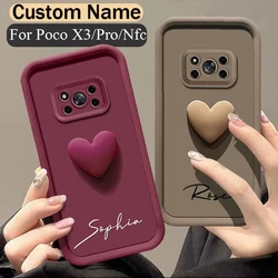 For Xiaomi Poco X3 Pro Nfc Personalized Custom Name Case 3D Love Heart Candy Bumper Cover Xiaomi PocoX3 Pro Nfc