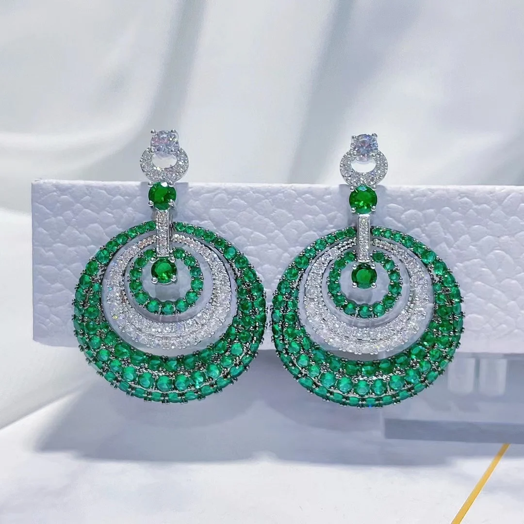 EYER Fine Jewelry Earrings For Girls Women Wedding Bridal Trendy Jewelry Brands Green Stone Zirconia CZ Drop Earrings 2022