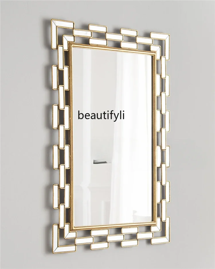 ltEuropean bathroom bedroom dining room mirror fitting square makeup mirror entrance wall hanging mirror wall decoration