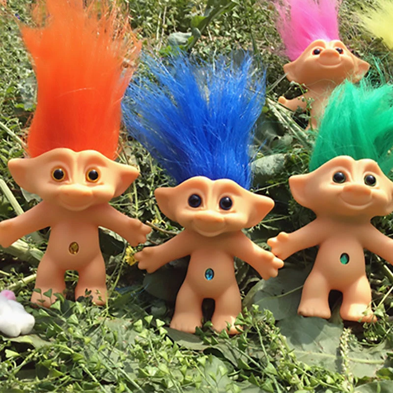 Indian Ugly Baby PVC Retro Troll Doll after 80 Nostalgia Doll 10cm Long Hair Magic Hair Fairy Toy Home Furnishing Pieces