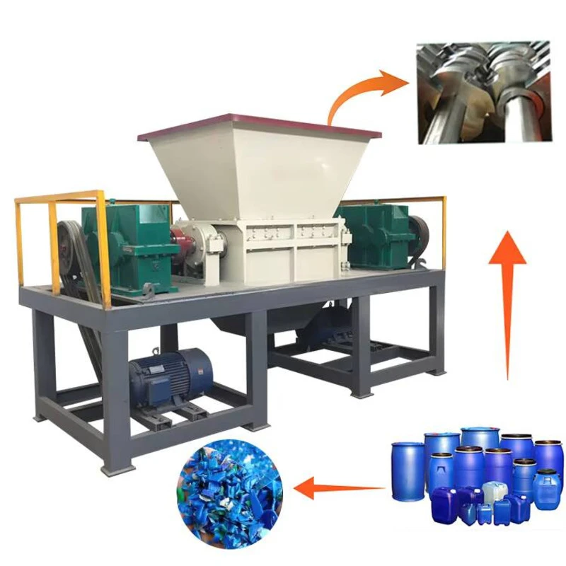 Dual-axis Industrial Shredder For Solid Waste Recycling Film Crusher Hard Material Head Adhesive